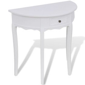 Mesa consola semicircular con cajón blanca en Mesas auxiliares | Comprar online en Foru.es