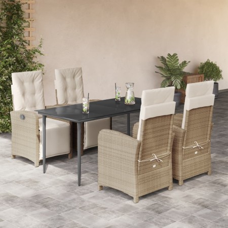 Set comedor de jardín 5 pzas con cojines ratán sintético beige en Conjuntos de jardín | Comprar online en Foru.es