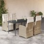 Set comedor de jardín 5 pzas con cojines ratán sintético beige en Conjuntos de jardín | Comprar online en Foru.es