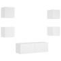 Muebles de TV de pared con luces LED 5 piezas blanco de , Muebles TV - Ref: Foro24-3216860, Precio: 188,38 €, Descuento: %