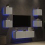 Muebles de TV de pared con luces LED 5 piezas blanco de , Muebles TV - Ref: Foro24-3216860, Precio: 188,38 €, Descuento: %