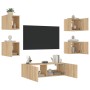 Muebles de TV de pared con luces LED 5 piezas roble Sonoma de , Muebles TV - Ref: Foro24-3216862, Precio: 165,64 €, Descuento: %