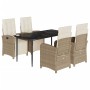 Set comedor de jardín 5 pzas con cojines ratán sintético beige en Conjuntos de jardín | Comprar online en Foru.es