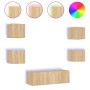Muebles de TV de pared con luces LED 5 piezas roble Sonoma de , Muebles TV - Ref: Foro24-3216862, Precio: 165,64 €, Descuento: %