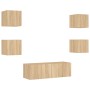 Muebles de TV de pared con luces LED 5 piezas roble Sonoma de , Muebles TV - Ref: Foro24-3216862, Precio: 165,64 €, Descuento: %