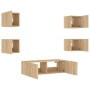 Muebles de TV de pared con luces LED 5 piezas roble Sonoma de , Muebles TV - Ref: Foro24-3216862, Precio: 165,64 €, Descuento: %