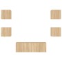 Muebles de TV de pared con luces LED 5 piezas roble Sonoma de , Muebles TV - Ref: Foro24-3216862, Precio: 165,64 €, Descuento: %