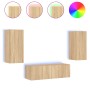 Muebles de TV de pared con luces LED 3 piezas roble Sonoma de , Muebles TV - Ref: Foro24-3216869, Precio: 147,34 €, Descuento: %