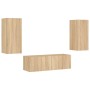 Muebles de TV de pared con luces LED 3 piezas roble Sonoma de , Muebles TV - Ref: Foro24-3216869, Precio: 147,34 €, Descuento: %