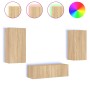 Muebles de TV de pared con luces LED 3 piezas roble Sonoma de , Muebles TV - Ref: Foro24-3216876, Precio: 172,84 €, Descuento: %