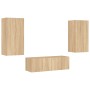 Muebles de TV de pared con luces LED 3 piezas roble Sonoma de , Muebles TV - Ref: Foro24-3216876, Precio: 172,84 €, Descuento: %