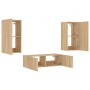 Muebles de TV de pared con luces LED 3 piezas roble Sonoma de , Muebles TV - Ref: Foro24-3216876, Precio: 172,84 €, Descuento: %