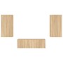 Muebles de TV de pared con luces LED 3 piezas roble Sonoma de , Muebles TV - Ref: Foro24-3216876, Precio: 172,84 €, Descuento: %