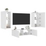 Muebles de TV de pared con luces LED 3 piezas blanco de , Muebles TV - Ref: Foro24-3216874, Precio: 199,53 €, Descuento: %