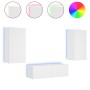Muebles de TV de pared con luces LED 3 piezas blanco de , Muebles TV - Ref: Foro24-3216874, Precio: 199,53 €, Descuento: %