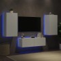 Muebles de TV de pared con luces LED 3 piezas blanco de , Muebles TV - Ref: Foro24-3216874, Precio: 199,53 €, Descuento: %