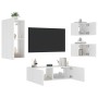 Muebles de TV de pared con luces LED 4 piezas blanco de , Muebles TV - Ref: Foro24-3216881, Precio: 193,72 €, Descuento: %