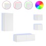Muebles de TV de pared con luces LED 4 piezas blanco de , Muebles TV - Ref: Foro24-3216881, Precio: 193,72 €, Descuento: %