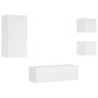 Muebles de TV de pared con luces LED 4 piezas blanco de , Muebles TV - Ref: Foro24-3216881, Precio: 193,72 €, Descuento: %