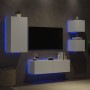 Muebles de TV de pared con luces LED 4 piezas blanco de , Muebles TV - Ref: Foro24-3216881, Precio: 193,72 €, Descuento: %