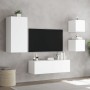 Muebles de TV de pared con luces LED 4 piezas blanco de , Muebles TV - Ref: Foro24-3216881, Precio: 193,72 €, Descuento: %