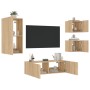 Muebles de TV de pared con luces LED 4 piezas roble Sonoma de , Muebles TV - Ref: Foro24-3216883, Precio: 169,24 €, Descuento: %