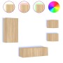 Muebles de TV de pared con luces LED 4 piezas roble Sonoma de , Muebles TV - Ref: Foro24-3216883, Precio: 169,24 €, Descuento: %