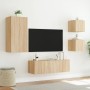 Muebles de TV de pared con luces LED 4 piezas roble Sonoma de , Muebles TV - Ref: Foro24-3216883, Precio: 169,24 €, Descuento: %