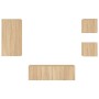 Muebles de TV de pared con luces LED 4 piezas roble Sonoma de , Muebles TV - Ref: Foro24-3216883, Precio: 169,24 €, Descuento: %