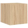 Muebles de TV de pared con luces LED 4 piezas roble Sonoma de , Muebles TV - Ref: Foro24-3216883, Precio: 169,24 €, Descuento: %