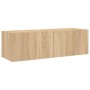 Muebles de TV de pared con luces LED 4 piezas roble Sonoma de , Muebles TV - Ref: Foro24-3216883, Precio: 169,24 €, Descuento: %