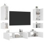 Muebles de TV de pared con luces LED 6 piezas blanco de , Muebles TV - Ref: Foro24-3216888, Precio: 318,68 €, Descuento: %