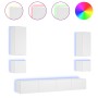 Muebles de TV de pared con luces LED 6 piezas blanco de , Muebles TV - Ref: Foro24-3216888, Precio: 318,68 €, Descuento: %