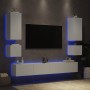Muebles de TV de pared con luces LED 6 piezas blanco de , Muebles TV - Ref: Foro24-3216888, Precio: 318,68 €, Descuento: %