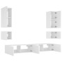 Muebles de TV de pared con luces LED 6 piezas blanco de , Muebles TV - Ref: Foro24-3216888, Precio: 318,68 €, Descuento: %