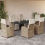 Set comedor de jardín 7 pzas con cojines ratán sintético beige en Conjuntos de jardín | Comprar online en Foru.es