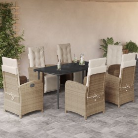 Set comedor de jardín 7 pzas con cojines ratán sintético beige en Conjuntos de jardín | Comprar online en Foru.es