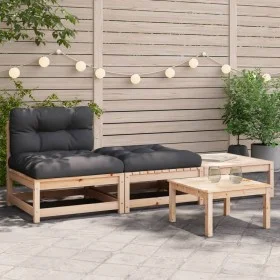 Sofá de jardín sin reposabrazos con cojines y reposapiés de , Sofás modulares de exterior - Ref: Foro24-838141, Precio: 150,8...