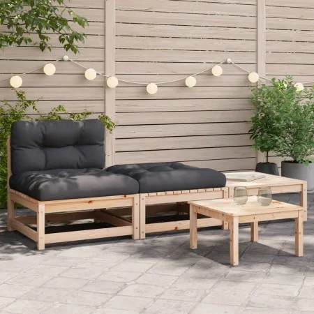 Sofá de jardín sin reposabrazos con cojines y reposapiés de , Sofás modulares de exterior - Ref: Foro24-838141, Precio: 150,8...