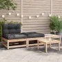 Sofá de jardín sin reposabrazos con cojines y reposapiés de , Sofás modulares de exterior - Ref: Foro24-838141, Precio: 150,8...