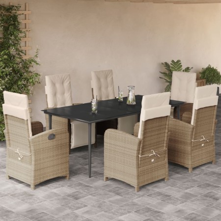 Set comedor de jardín 7 pzas con cojines ratán sintético beige en Conjuntos de jardín | Comprar online en Foru.es