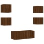 Muebles TV pared con LED 6 pzas madera ingeniería marrón roble de , Muebles TV - Ref: Foro24-3216817, Precio: 175,87 €, Descu...