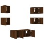 Muebles TV pared con LED 6 pzas madera ingeniería marrón roble de , Muebles TV - Ref: Foro24-3216817, Precio: 175,87 €, Descu...