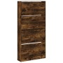 Mueble zapatero 4 cajones abatibles roble ahumado 80x21x163,5cm de , Zapateros y organizadores de calzado - Ref: Foro24-32143...