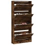 Mueble zapatero 4 cajones abatibles roble ahumado 80x21x163,5cm de , Zapateros y organizadores de calzado - Ref: Foro24-32143...