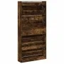 Mueble zapatero 4 cajones abatibles roble ahumado 80x21x163,5cm de , Zapateros y organizadores de calzado - Ref: Foro24-32143...