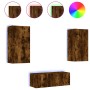Muebles TV pared con LED 4 pzas madera ingeniería roble ahumado de , Muebles TV - Ref: Foro24-3216822, Precio: 181,62 €, Desc...