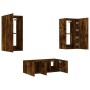 Muebles TV pared con LED 4 pzas madera ingeniería roble ahumado de , Muebles TV - Ref: Foro24-3216822, Precio: 181,62 €, Desc...