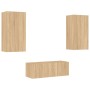 Muebles TV pared con LED 4 pzas madera ingeniería roble Sonoma de , Muebles TV - Ref: Foro24-3216820, Precio: 176,89 €, Descu...