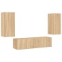 Muebles TV pared con LED 4 pzas madera ingeniería roble Sonoma de , Muebles TV - Ref: Foro24-3216841, Precio: 165,99 €, Descu...